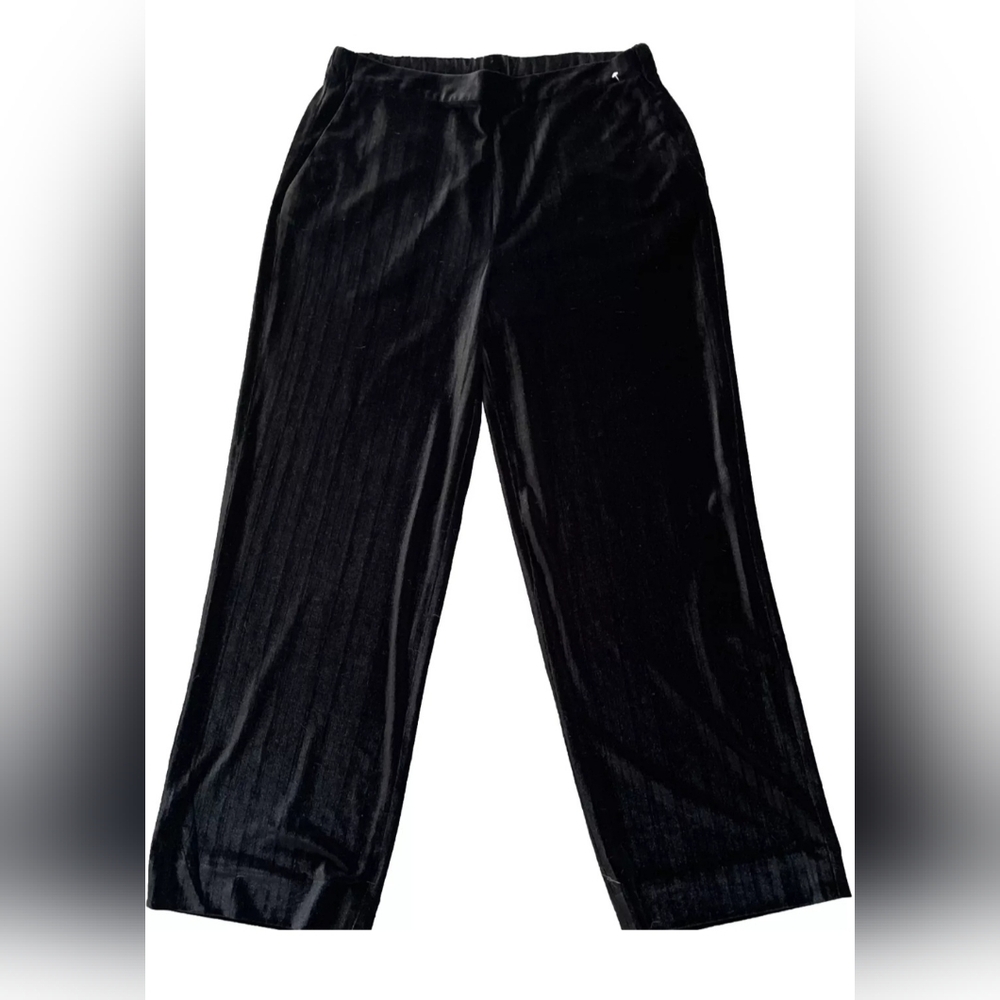 NEW St. John Black Crushed Velvet Pants - Large- Retail $795